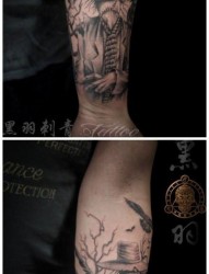手臂流行很酷的稻草人纹身图片