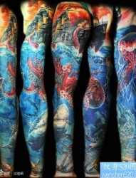 很酷精美的欧美花臂纹身图片