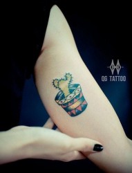 手臂内侧一张小巧的仙人掌纹身图片