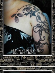 手臂流行经典的荆条藤蔓纹身图片