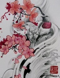 唯美好看的樱花纹身图片