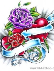 玫瑰爱心纹身图片图案