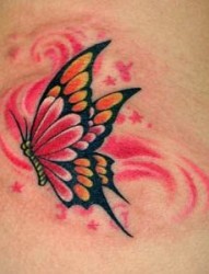 纹身图片：超炫超赞的彩色蝴蝶纹身图片图案