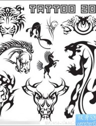 图腾老虎，马，牛纹身图片