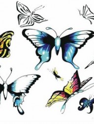 一组彩色蝴蝶纹身图片