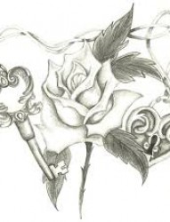 漂亮的单色玫瑰纹身
