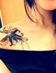 肩甲上的菊花纹身图案