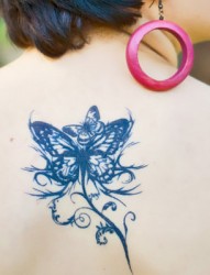 背部时尚漂亮的蝴蝶纹身