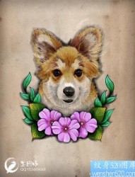 一张流行可爱的小狗纹身手稿