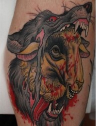 推荐一张欧美个性狼头纹身作品