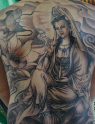 很好的满背观音纹身图片图案（tattoo)