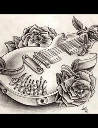 吉他图案手绘稿