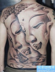 男生满背超酷的佛纹身图片