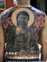 男性背部超酷的满背如来佛祖纹身图片