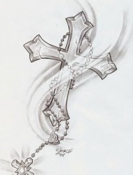十字架纹身图片：十字架十字架吊链纹身图案