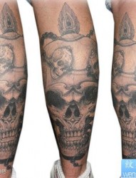腿部帅气很酷的嘎巴拉纹身图片