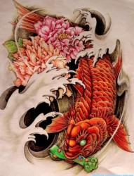 翻江倒海的鳌鱼纹身图案