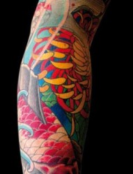 纹身图片―锦鲤菊花纹身图片―花臂纹身图片