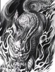 神兽纹身图片：超霸气神兽麒麟纹身图案