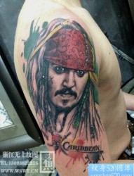 手臂经典前卫的杰克船长纹身图片