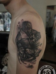男性手臂前卫经典的一张忍者纹身图片