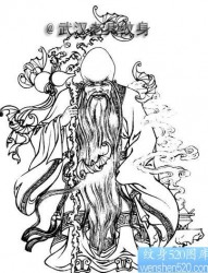 中国神话中的长寿之神寿星纹身图片