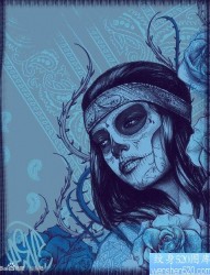 精美流行的一张亡灵装美女纹身手稿