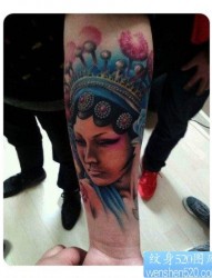 手臂漂亮流行的花旦美女纹身图片
