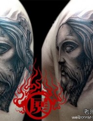 手臂流行经典的一张耶稣纹身图片