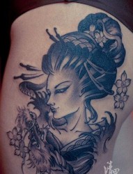 腿部漂亮前卫的艺妓纹身图片
