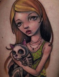 一张欧美卡通女孩纹身肖像作品