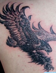 后背纹身图片：一张超酷的后背老鹰纹身图片图案（经典）