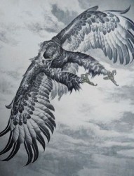 老鹰纹身图片：大鹏展翅纹身图片图案