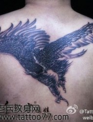 超酷的背部老鹰纹身图片