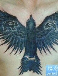 胸口纹身图片：胸口老鹰纹身图片图案