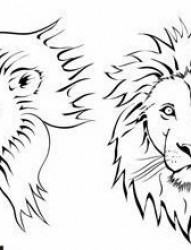 狮子纹身图片：图腾狮子头纹身图案