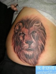 狮子纹身图片：腰部狮子纹身图案