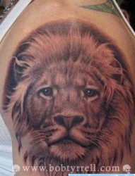 狮头纹身图片：超霸气手臂狮子头纹身图案