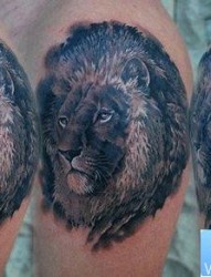 男生手臂帅气经典的狮头纹身图片