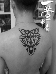 潮流霸气的一幅图腾狼头纹身作品