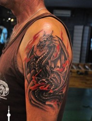 男人手臂超酷的欧美龙纹身图片