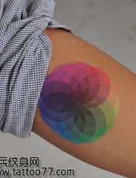 手臂另类经典的彩色图腾纹身图片