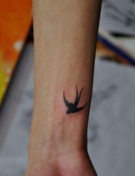 流行的手臂图腾小鸟纹身图片