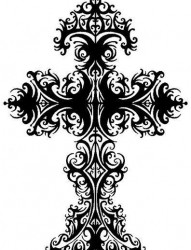 一幅精美的图腾十字架纹身图片