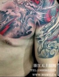 男生喜欢的超帅的半甲披肩龙纹身图片图片作品