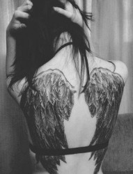 女性背部翅膀文身图片由纹身520图库推荐