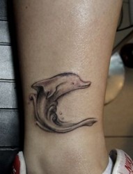 腿部纹身图片：腿部海豚纹身图片纹身作品