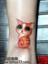 美女腿部超萌的猫咪纹身图片