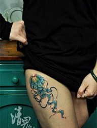 美女腿部潮流精美的水母纹身图片
