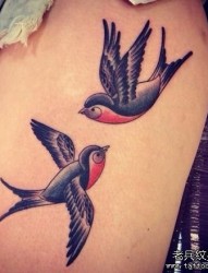 一幅大腿燕子纹身图片由纹身520图库推荐